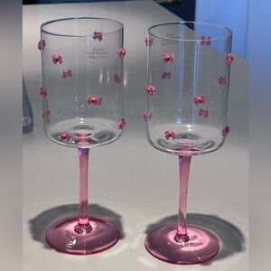 TikTok viral pink bow wine champagne glasses set of 2